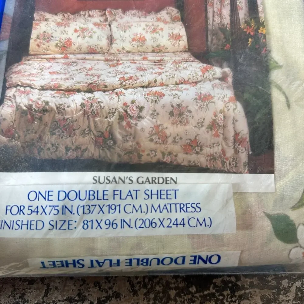 DANVILLE NO IRON ONE DOUBLE FLAT‎ SHEET FLORAL 81 X 96 INCHES Susan's Garden